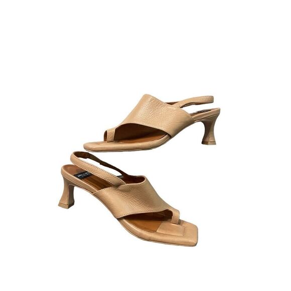 Angel Alarcon Womens Brown Classic Leather Slingback Heels Sandals Size 8 - Picture 3 of 8